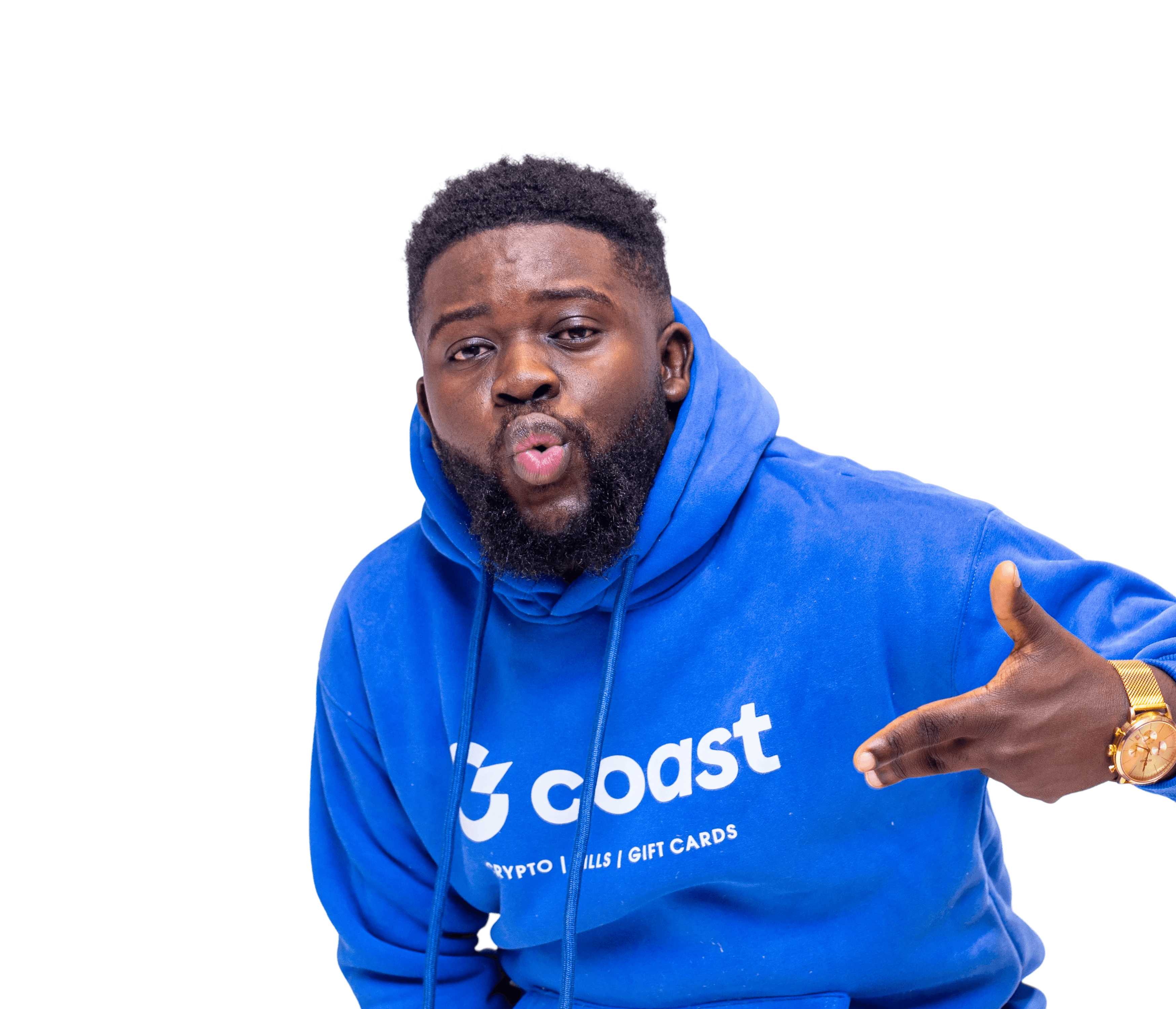 Coast team member wearing branded hoodie
