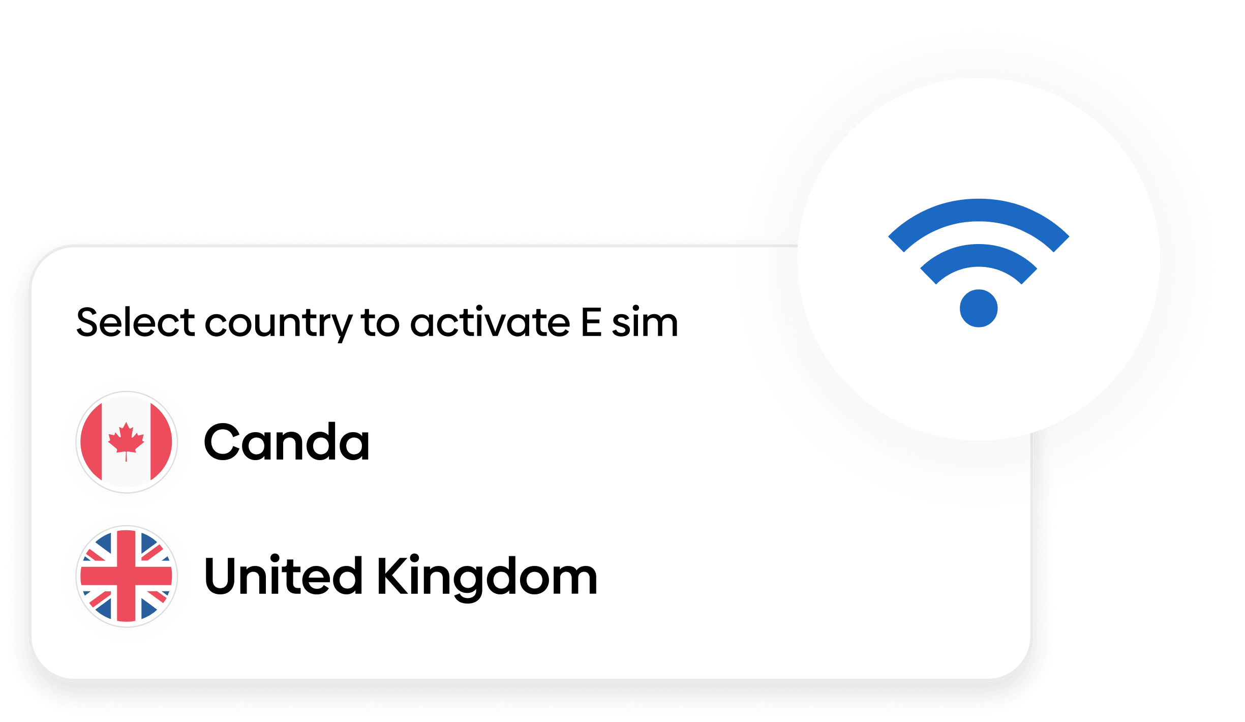 Select country to activate eSIM