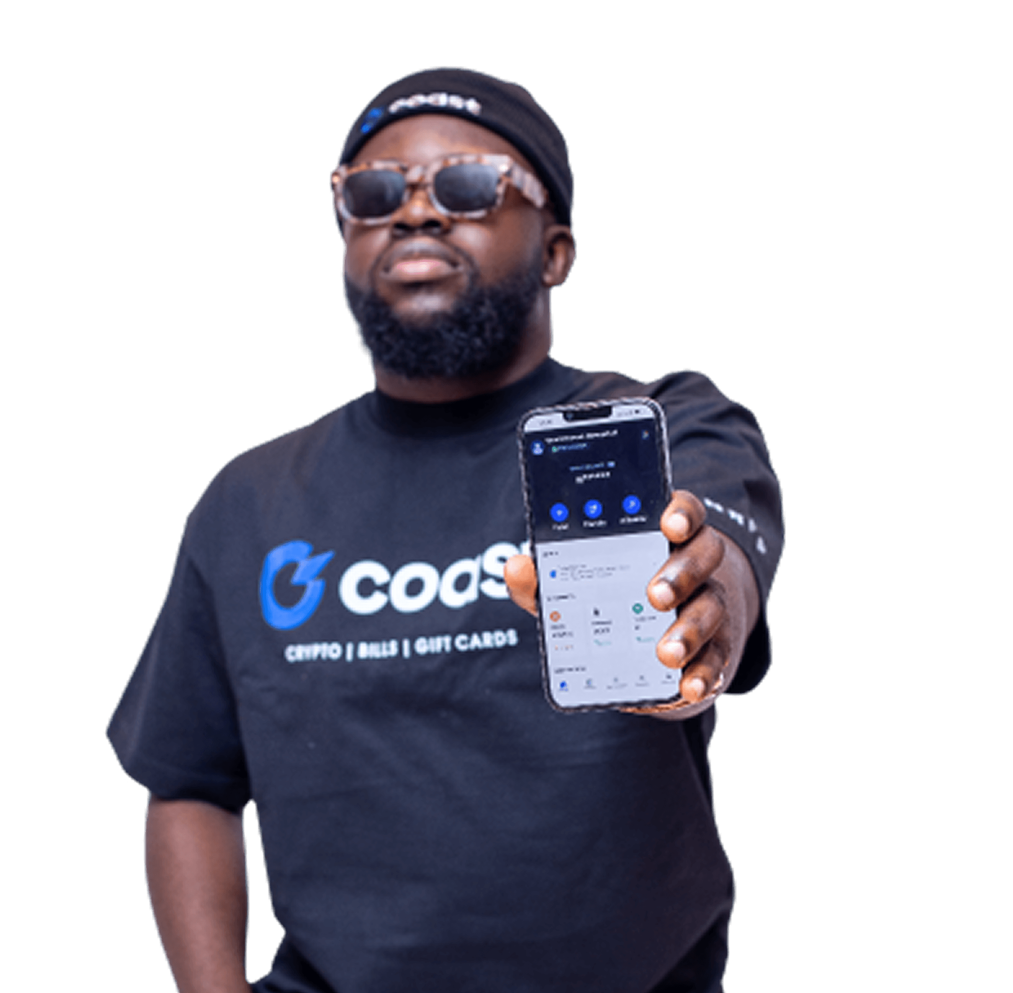Coast team member holding phone